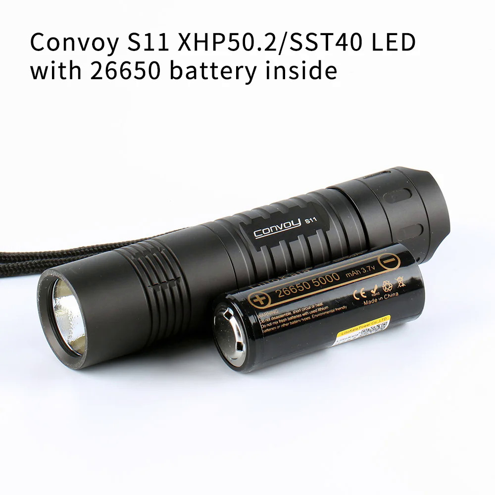 Convoy S11 xhp50.2 XHP70.2 b35am sst40 sft40 LED, đèn pin 26650, đèn pin, có pin 26650 bên trong