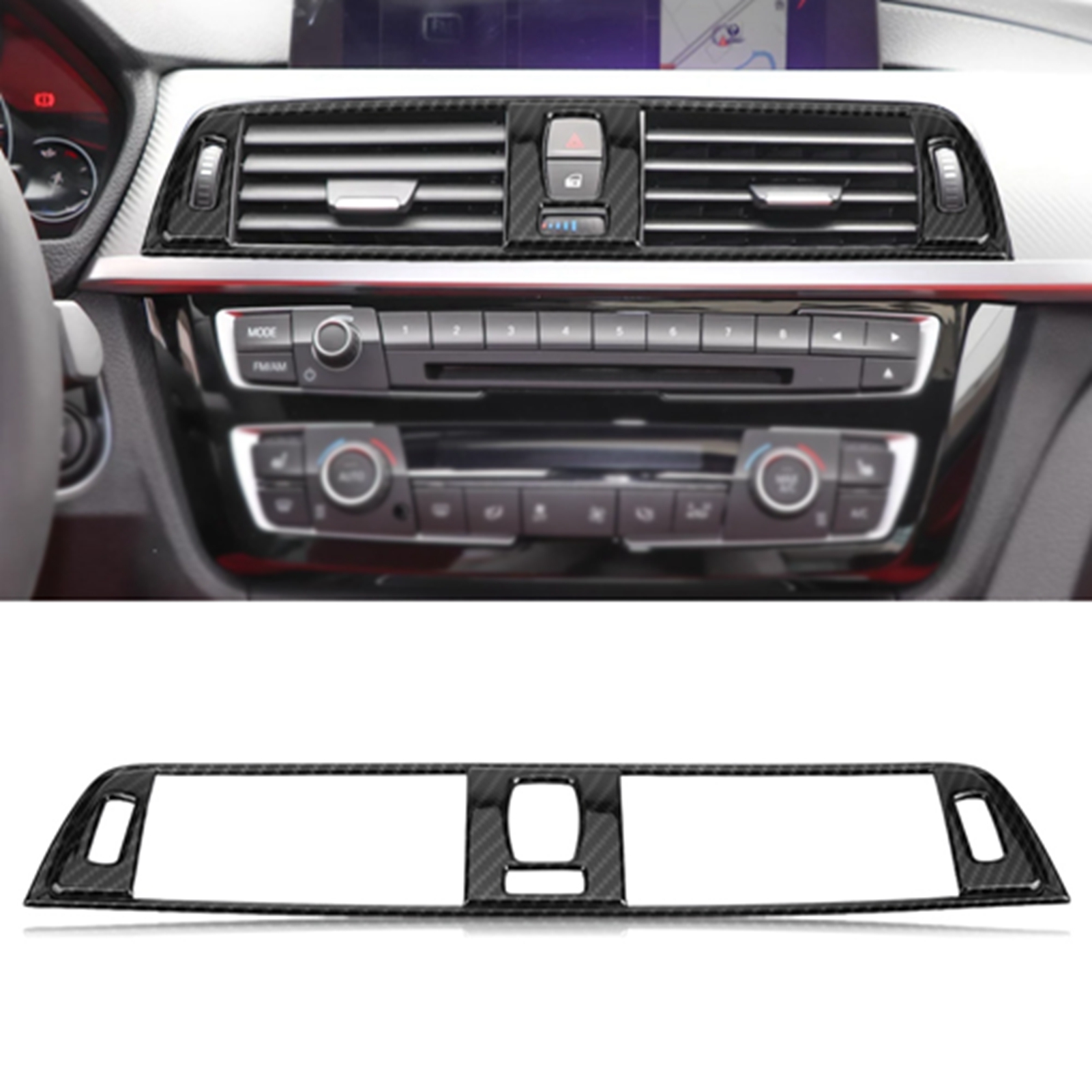 Bảng điều khiển xe lỗ thông khí điều hòa bìa trang trí cho BMW 3 Series F30 13-18 phong cách sợi các bon