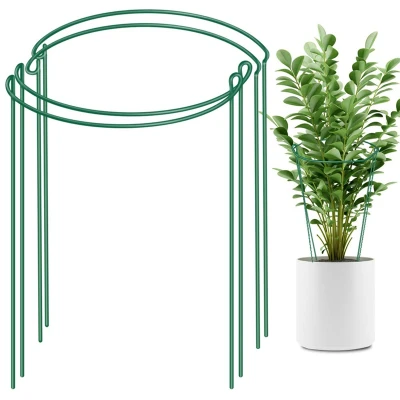 4 Pack Plant Support Stake Metal Garden Plant Stake Green Half Round Plant Support Ring Plant Cage Plant Support