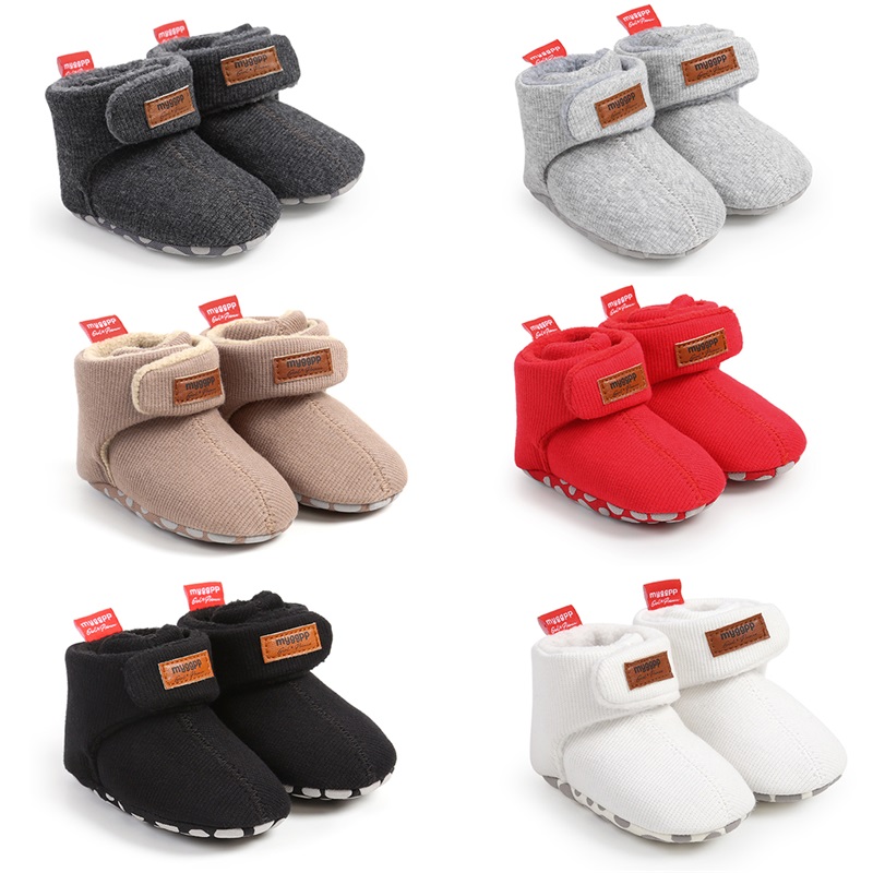 Baby Cute Thickened Plush Boots Flat Shoes Infant Girls Boys Non