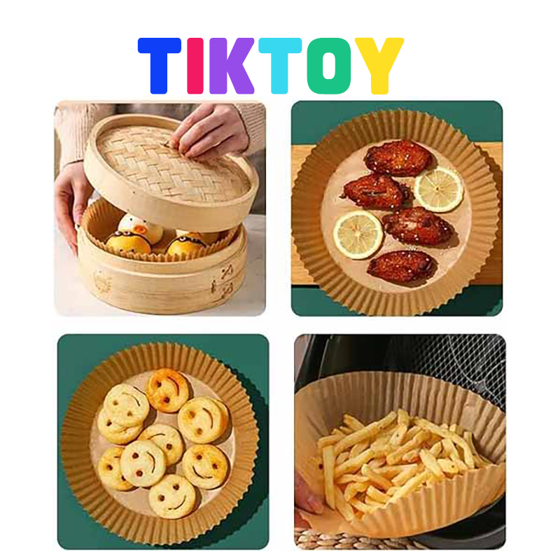 TIKTOY กระดาษหม้อทอดอากาศ แบบใช้แล้วทิ้ง สําหรับเตาอบ ทำขนม เครื่องหม้อทอดอากาศ เครื่องครัว BBQ Accessories ราคา 20 บาท*ส่งฟรี
