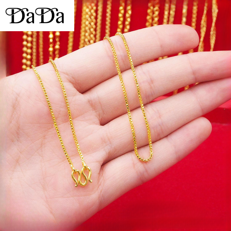 Vòng cổ vàng thật 18k dây chuyền hộp mỏng trang sức nữ sang trọng