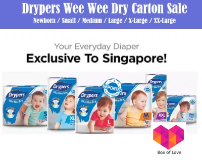 Drypers Wee Wee Dry Exclusively Made for Singapore Carton Sale [All Size Available: NB / S / M / L / XL / XXL]