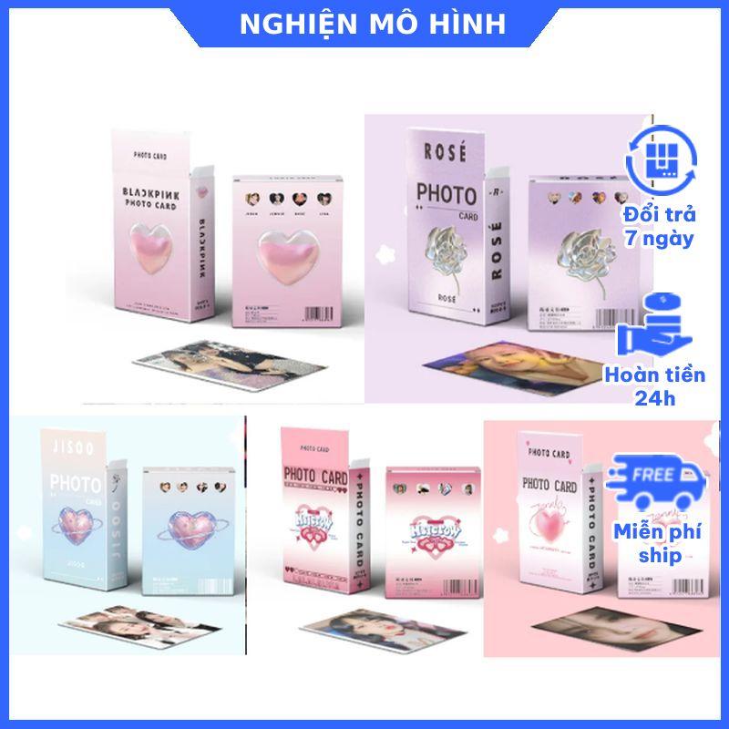 Lomo card bo góc hologram BP hộp 50 thẻ có hiệu ứng lấp lánh Lisa Jennie Jisoo Rose mẫu mới in 2 mặt