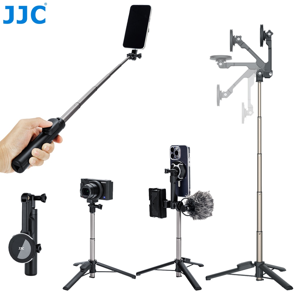 JJC giá đỡ ba chân gậy selfie với điều khiển từ xa cho 14/13/12 Pro Max Phù hợp cho Xiaomi Phù hợp với Huawei Oneplus Gopro Hero 11 10 Sony ZV-1 zv1 A6600 a6400