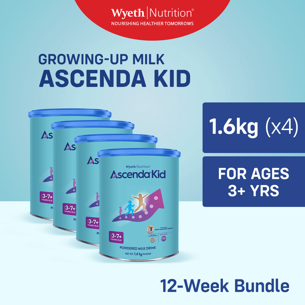 ASCENDA KID Four Growing-Up Milk Powder for Children 3+ Years Old 6.4kg (1.6kg x4)