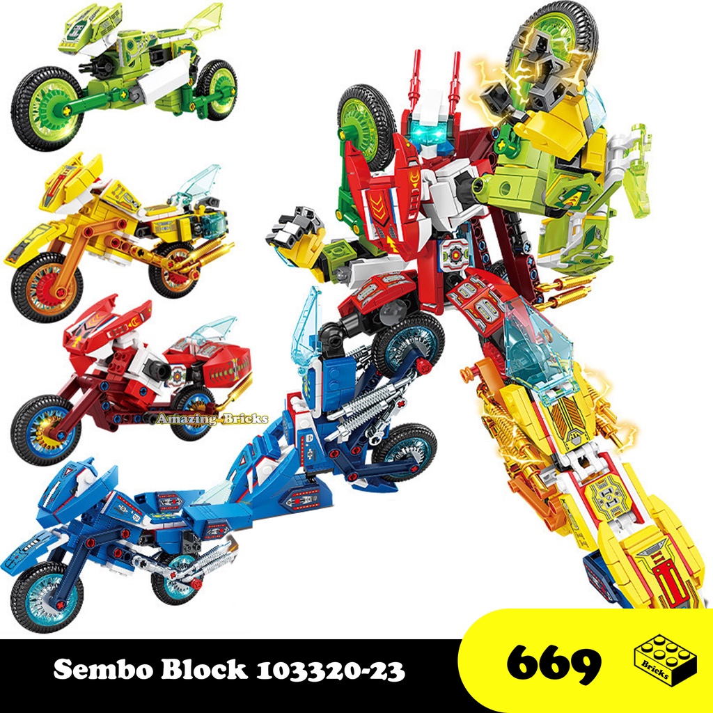 Đồ chơi Lắp ráp Robot Xe máy, Sembo Block 103320-23 Biker
