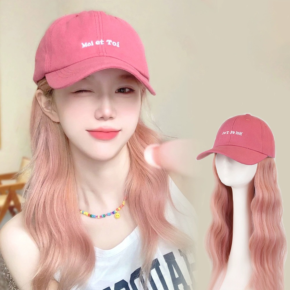 Sanhe mũ và tóc giả tất cả trong một Mũ bóng chày nữ gợn sóng nước Bộ tóc giả nhẹ và đa năng