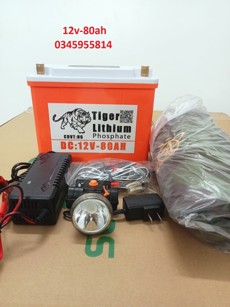 Pin lithium 12V-80Ah mẫu 2024 - TẶNG kèm phụ kiện- pin chống nước tuyệt đối