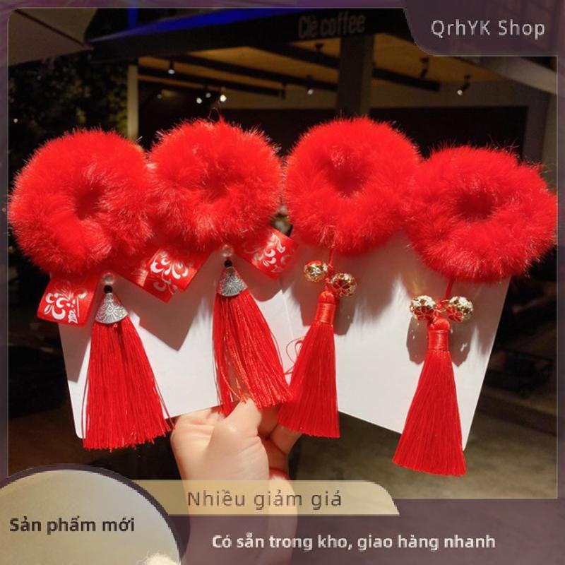 Hàng có sẵn✨ 2 cái bộ Trẻ Em Dễ Thương Trung Quốc Năm Mới Đàn Hồi Tóc Ban Nhạc Cô Gái Đáng Yêu Mềm Ban Nhạc Cao Su Trẻ Em Phụ Kiện Tóc