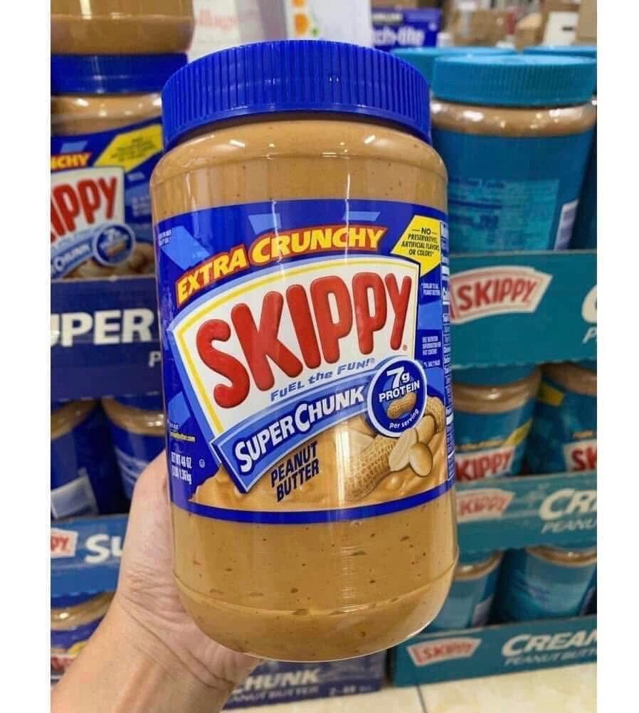 Bơ đậu phộng có hạt Skippy Super Chunk – Extra Crunchy Peanut Butter (Hàng Mỹ – 1 hũ 1.13kg)