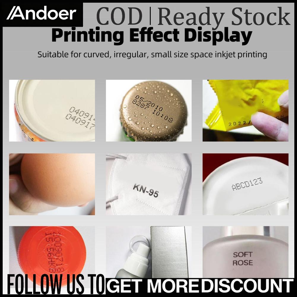 Andoer เครื่องพิมพ์บาร์โค้ดข้อความความสูง 2-12.7 มม สมาร์ท 4 คอร์ CPU เครื่องพิมพ์อิงค์เจ็ทแบบใช้มือถือ การออกแบบ UI ที่ใช้งานง่ายสำหรับไม้สำหรับป้ายภาพตัวเลข ราคา 3,063 บาท*ส่งฟรี