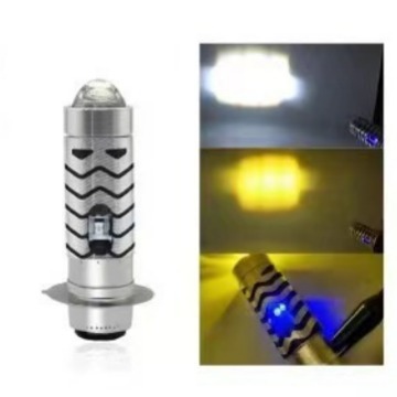 Ánh Sáng Xanh Mắt Quỷ Hai Màu Xe Máy Đèn Pha Thấu Kính LED P15d Đèn Pha Pháo Thép Nhỏ Xe Điện