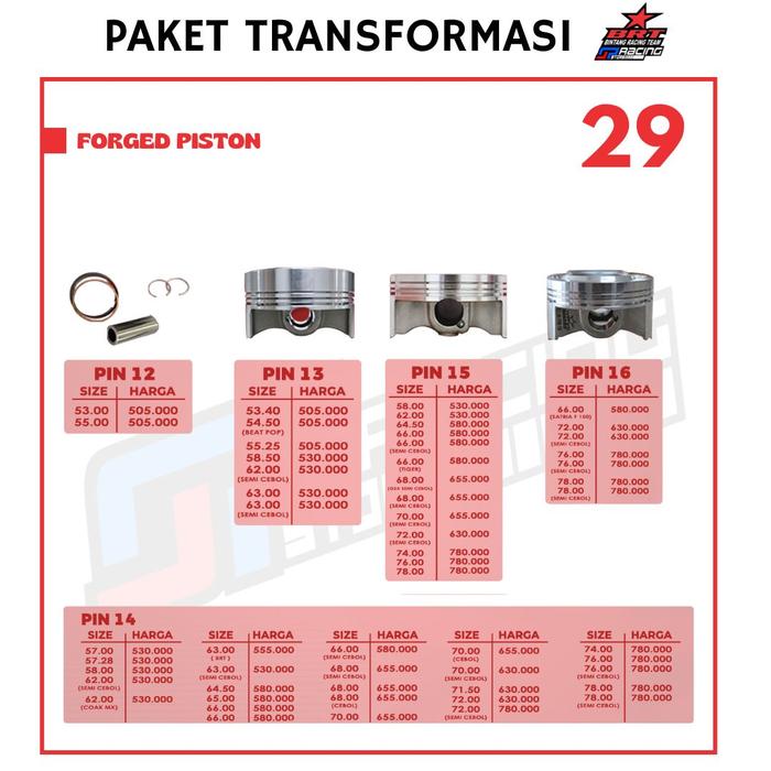 PISTON RACING BRT - FORGED PISTON BRT - PROMO 24 - tuku storee Harga 1,222,000 rupiah*Gratis Ongkir