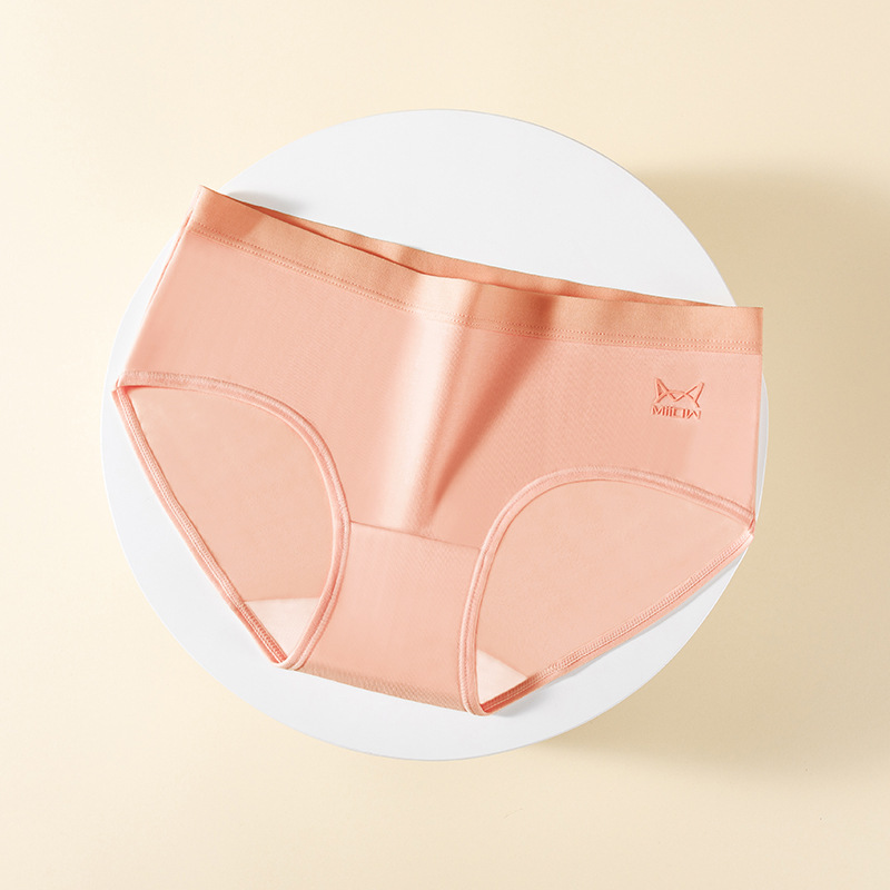Đơn Giản cotton nguyên chất màu đơn Mèo Người Quần Lót Phụ Nữ Liền Mạch kích thước lớn Cô Gái Giữa Eo Bông Kháng Khuẩn Quần Lót Phụ Nữ Tinh Khiết Bông