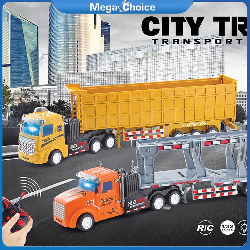 MegaChoice【Fast Delivery】Remote Control Engineering Vehicle With Light Flat Head Container Truck Dump Truck DIY Assembly Car Model Toys Birthday Gifts For Boys Girls ราคา 426 บาท*ส่งฟรี