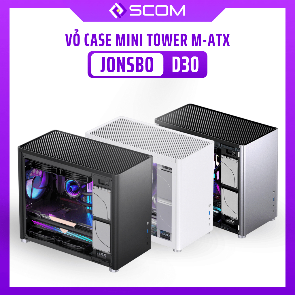 Vỏ case mini tower Jonsbo D30 - Vỏ case M-ATX mặt kính chính hãng bảo hành 12 tháng