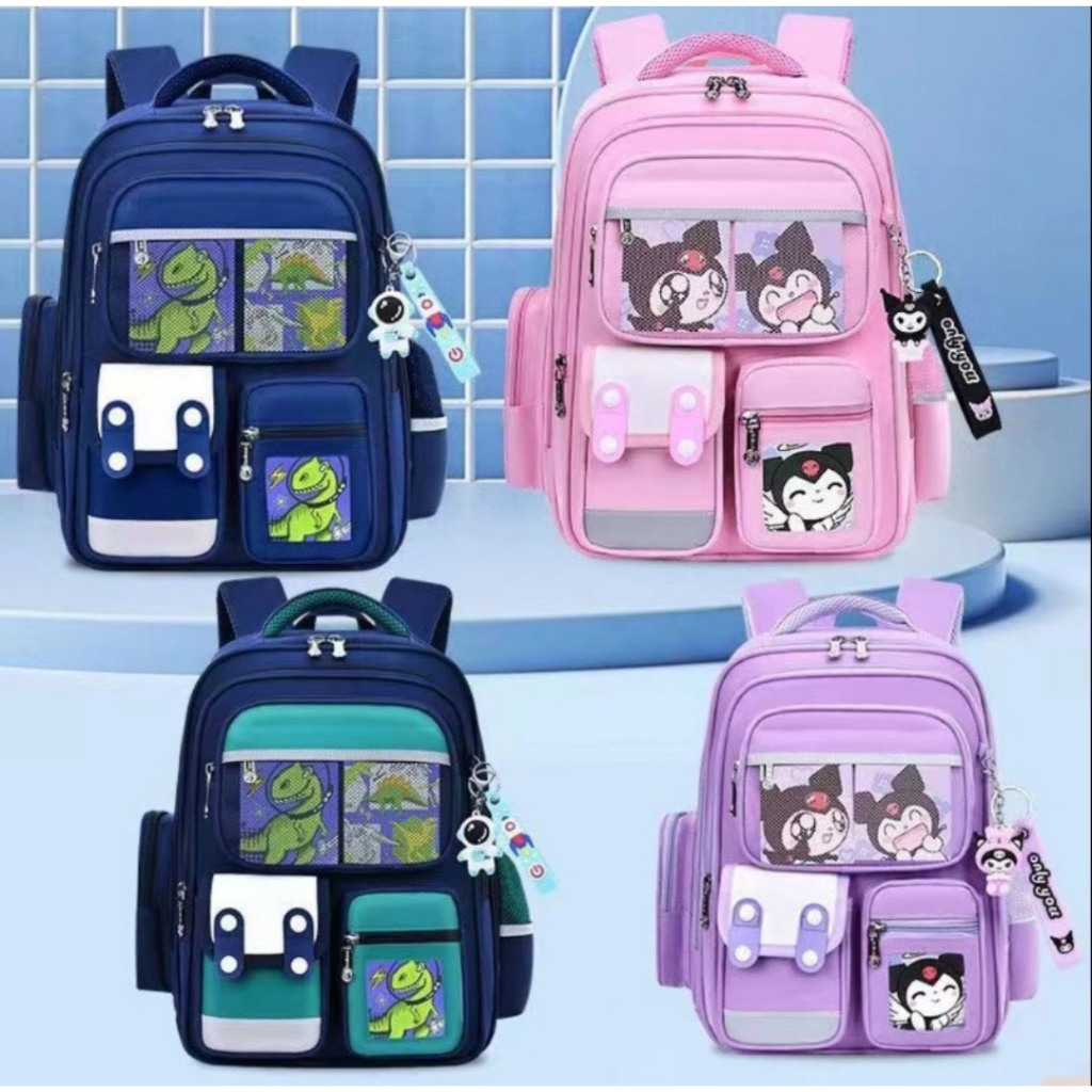Phong Cách Mới Nam Nữ Tiểu Học Học Học Sinh Schoolbag Một Ba Lớp Thứ Sáu Hoạt Hình Dễ Thương Kuromi Trẻ Em Ba Lô Mặt Dây