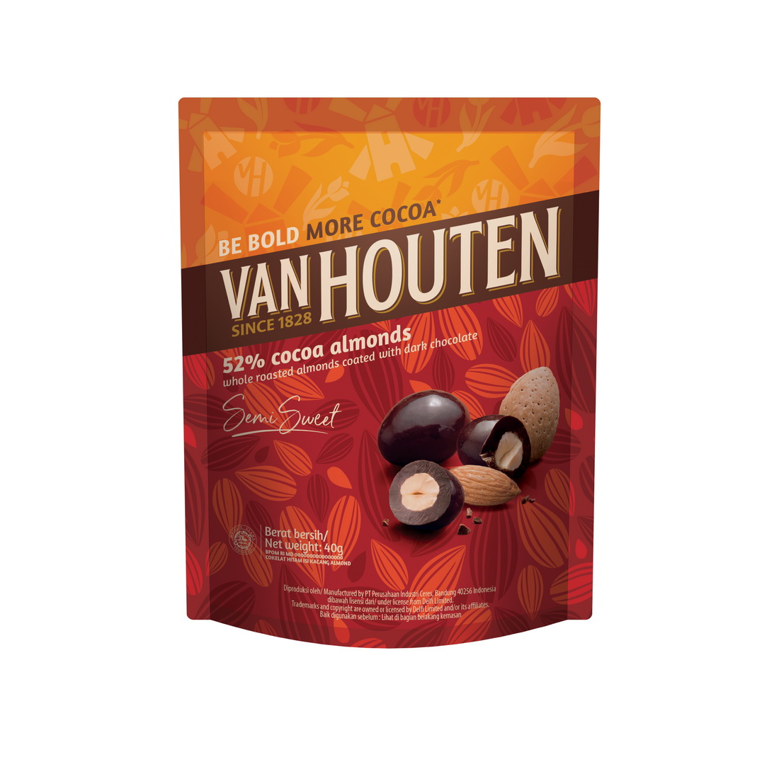 Van Houten 52% Cocoa Almonds 40g ราคา 44 บาท*ส่งฟรี