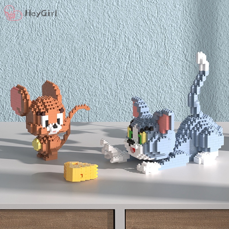 Bộ Đồ Chơi Lắp Ráp Lego Hình Mèo Và Chuột 3D thu nhỏ Dễ Thương