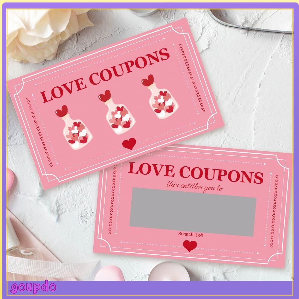 GOUPDO 30PCS Màu hồng Thẻ cào ngày Valentine Tự làm Tương tác cặp đôi Thẻ cào may mắn Quà tặng bất ngờ Vé thưởng cho các trò chơi tiệc tùng