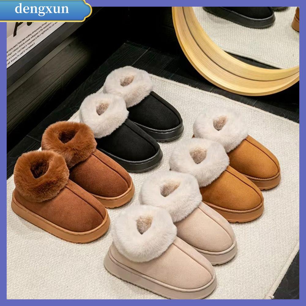 DENGXUN Mềm mại Giày tuyết Đồ nhồi bông Lông thú giả Giày cotton  Thoải mái Giày cao cổ Mùa đông