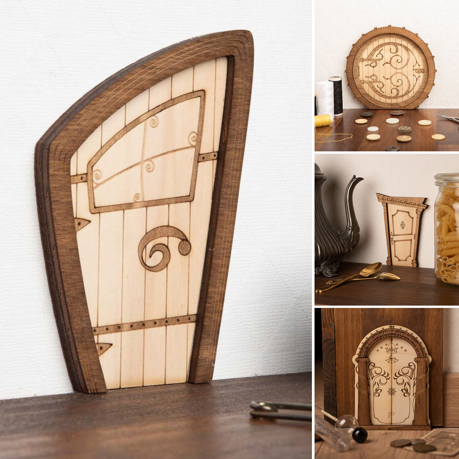 Wooden Fairy Door Vintage Style Fairy Door Mini Wooden Fairy House Door for Diy Craft Miniature Garden Decor Retro Micro-landscape Door for Bookshelves Favorite