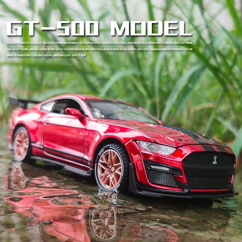 1:32 Ford Mustang Shelby GT500 GT350 Supercar High Simulation Car Model Alloy Pull Back Kid Toy Car 4 Open Door Children's Gifts