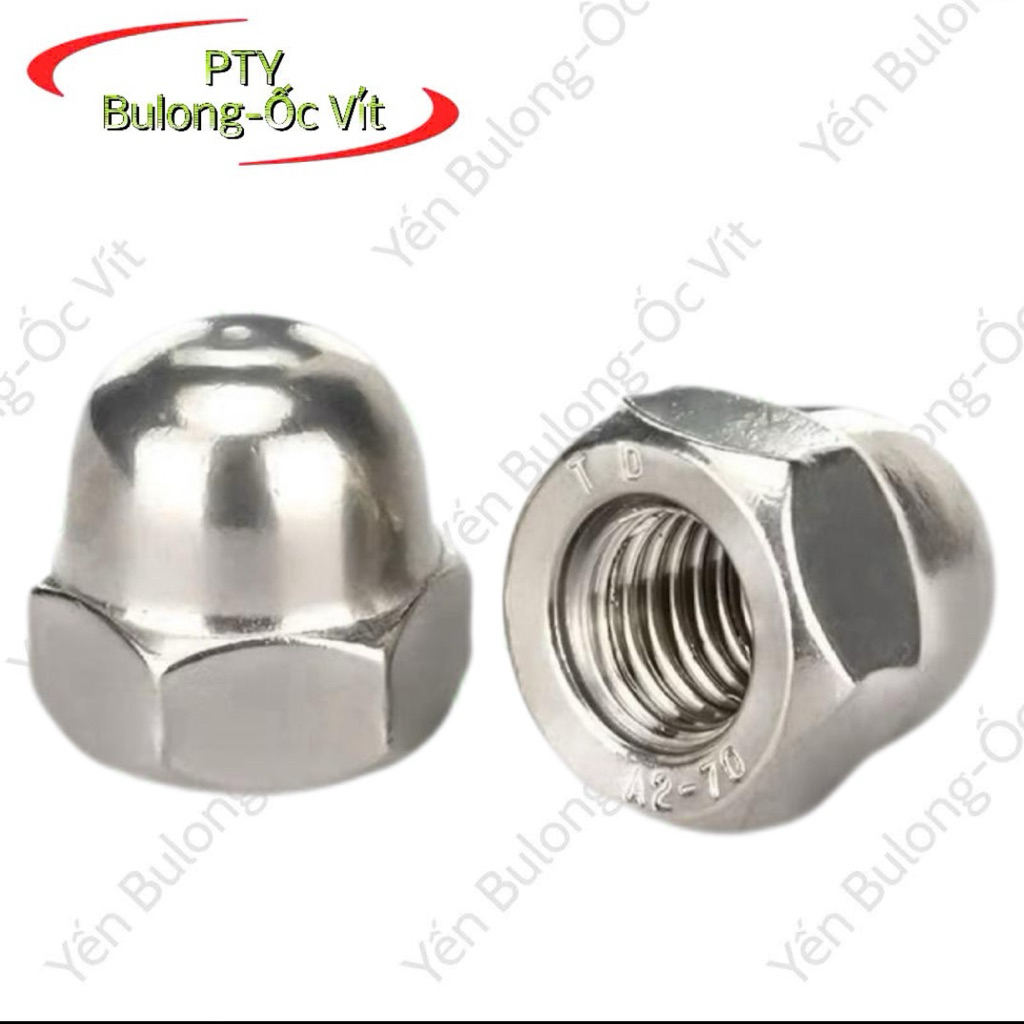 20Cái Tán bầu, Đai ốc, Ecu mũ chỏm cầu M4,M5,M6,M8,M10,M12 Inox 304 ốc tròn,ốc bịt đầu xe máy