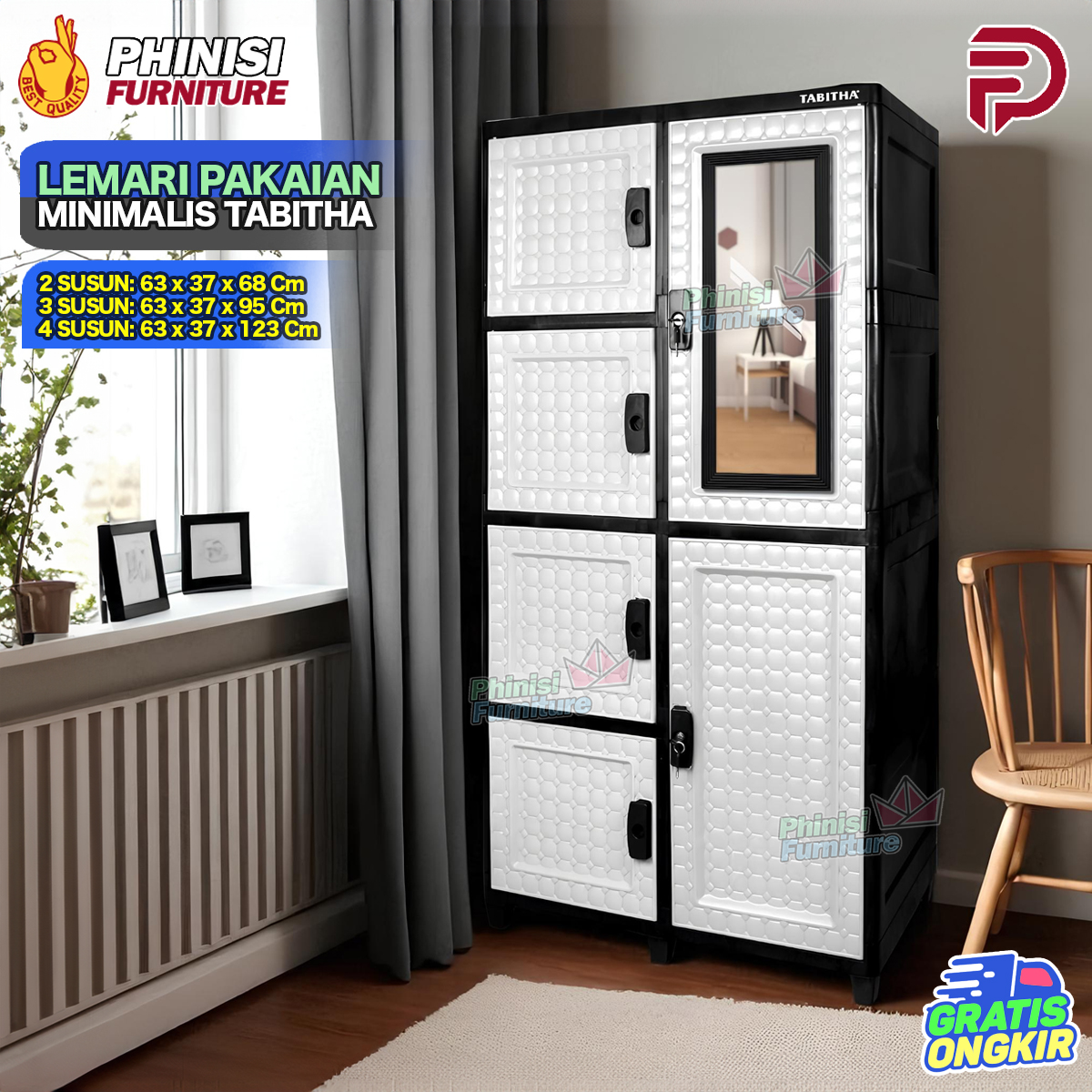 Lemari Pakaian Plastik Tabitha Storia Lemari Baju Lemari TV Rak TV Meja TV Lemari Kaca Harga 151,000 rupiah*Gratis Ongkir