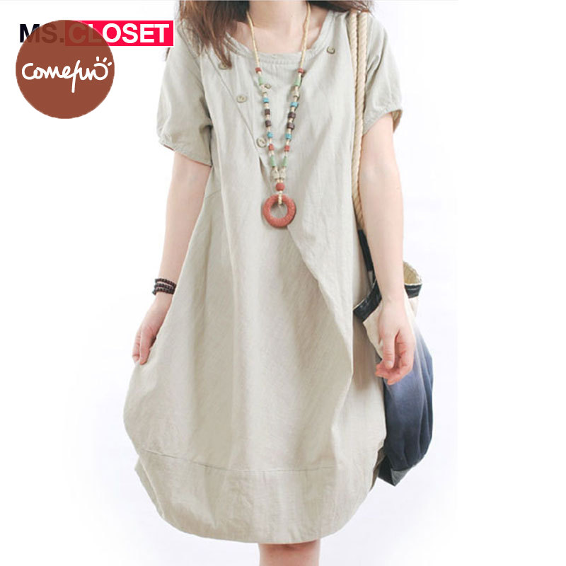 Bear&Panda MS.CLOSET Short Sleeve Dress, Women's Summer Plus Size Loose Casual