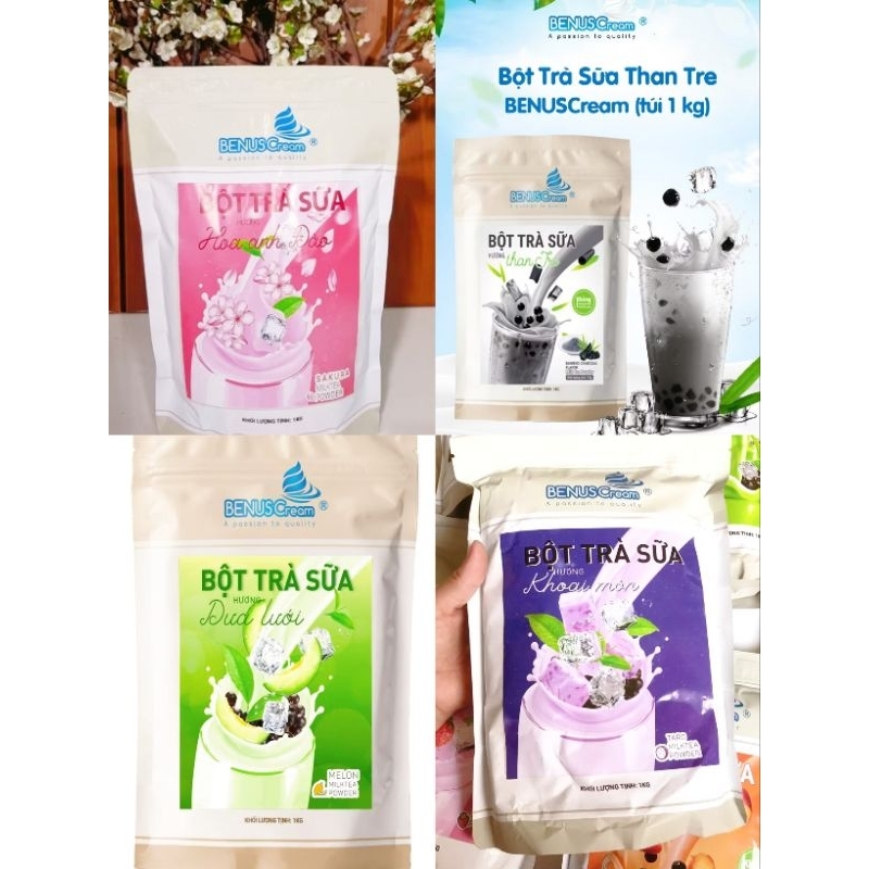 🧋Bột Trà Sữa 1Kg Hòa Tan (Trên 50 Ly), Trà Sữa Than Tre Hoa Anh Đào, Mật Ong, Vải, Việt Quất, Dưa Gang🥤