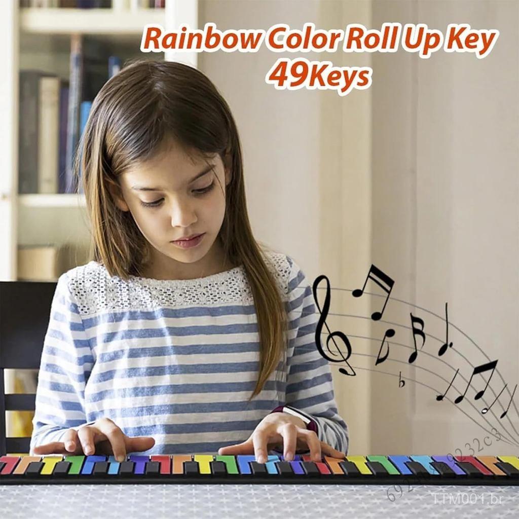 Bàn phím đàn piano cuộn 49 phím - Đàn piano điện kỹ thuật số có thể sạc lại với bản demo 8 âm 6