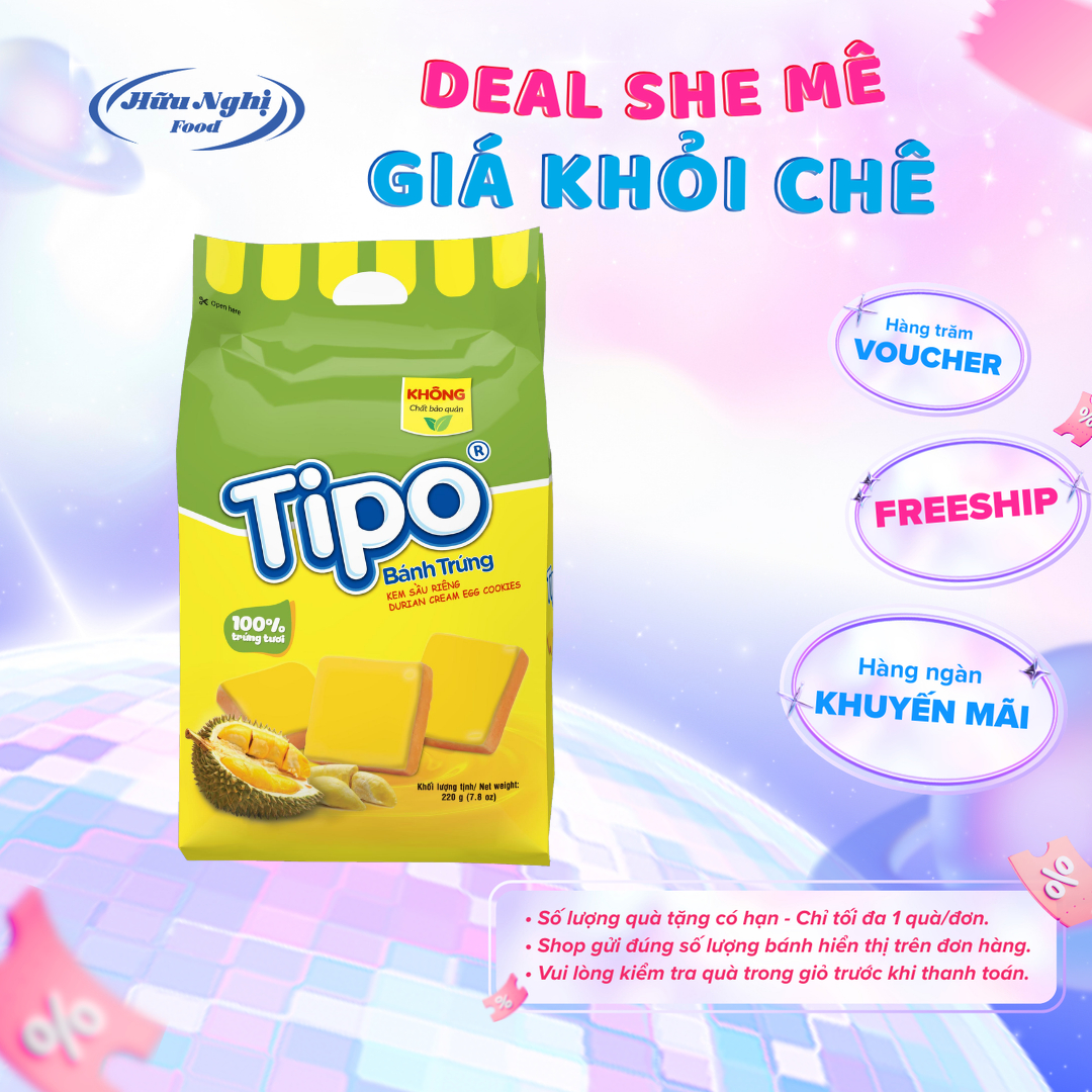 Bánh Tipo Trứng Nướng Sầu Riêng 220g Hữu Nghị