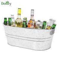 Dolity Galvanized Oval Beverage Tub Galvanized Beverage Tub Classic Oval Ice Bucket for Beverage Party Chilling Beer