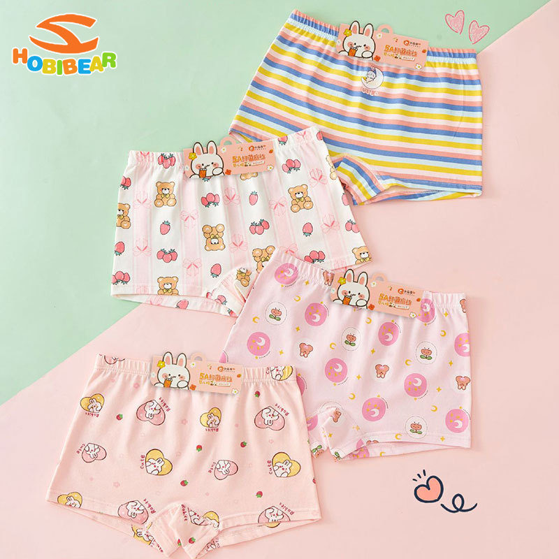 HOBIBEAR（10 pcs）Children's underwear girls pure cotton boxer briefs cartoon comfortable breathable boxer briefs small, medium and large children's girl underwear ราคา 433 บาท*ส่งฟรี