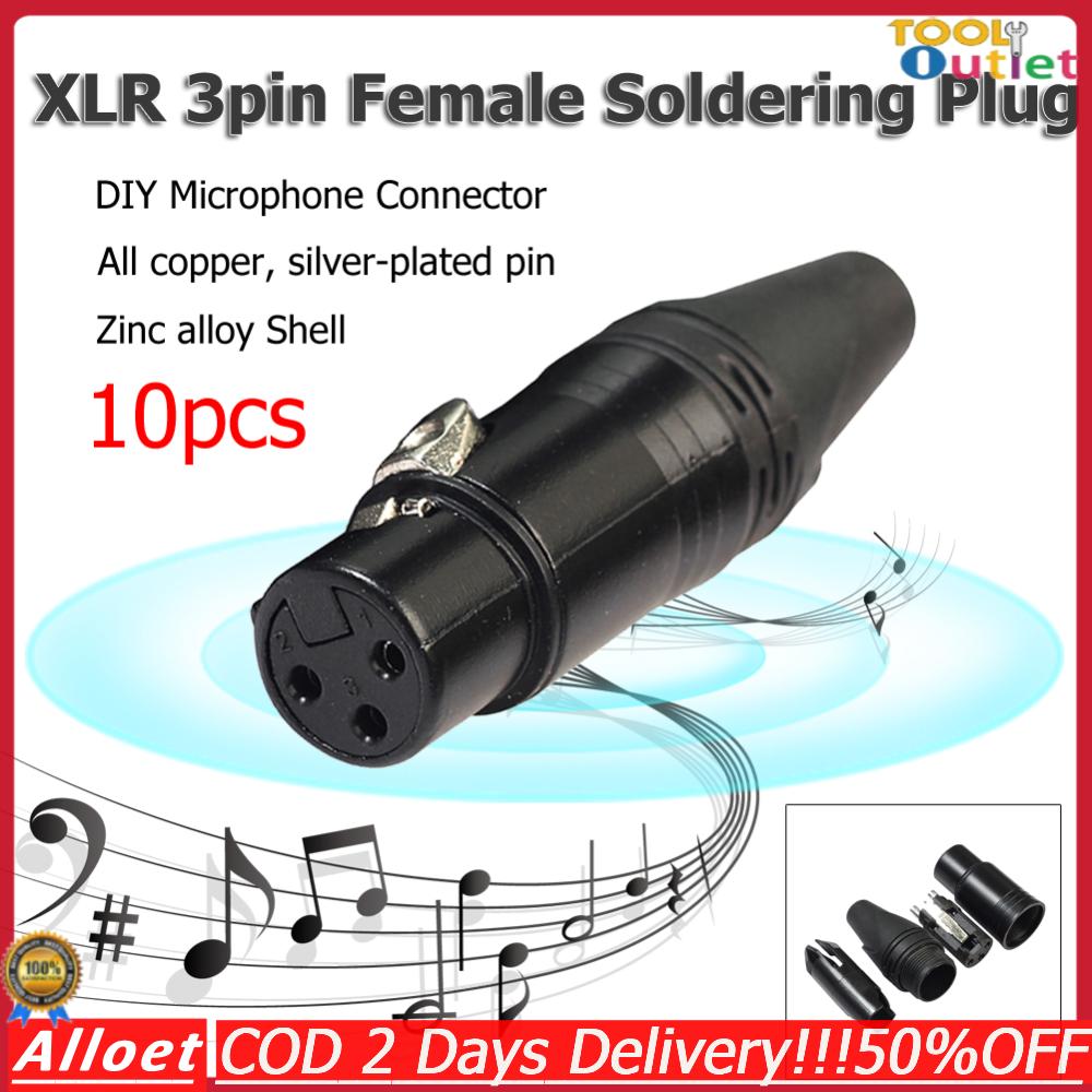 [ToolOutlet]10ชิ้น XLR 3Pin ชายสาย DIY เสียงไมโครโฟนเชื่อมต่อบัดกรีเสียบไมค์อะแดปเตอร์ ราคา 201 บาท*ส่งฟรี