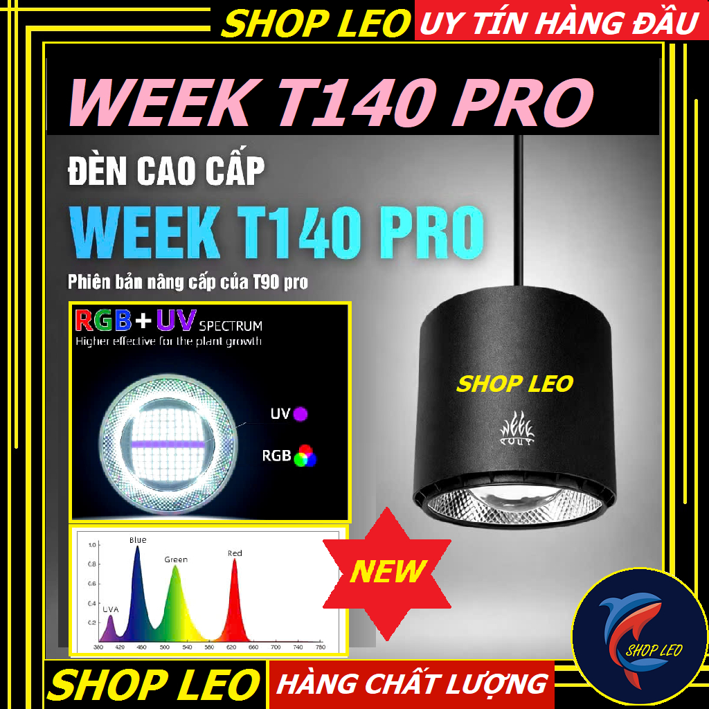 Đèn Week T140 Pro RGB+UVa (Bản mới nhất)- Chỉnh APP-Đèn Lon cao cấp, đánh màu cá, cây rực rỡ, phù hợp nhiều phong cách
