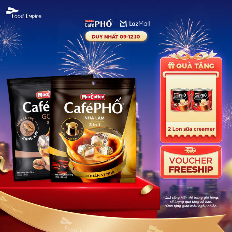 Combo 1 Túi cà phê MacCoffee Phố Nhà làm & 1 Phố Sữa Đá Gold