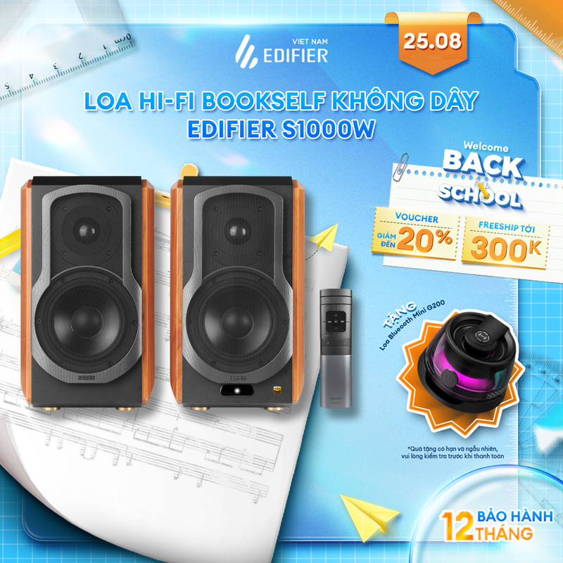 Loa hi-fi bookself không dây edifier s1000w | công suất 120w | điều khiển từ xa | 5,5" +1" | bảo hành 12 tháng