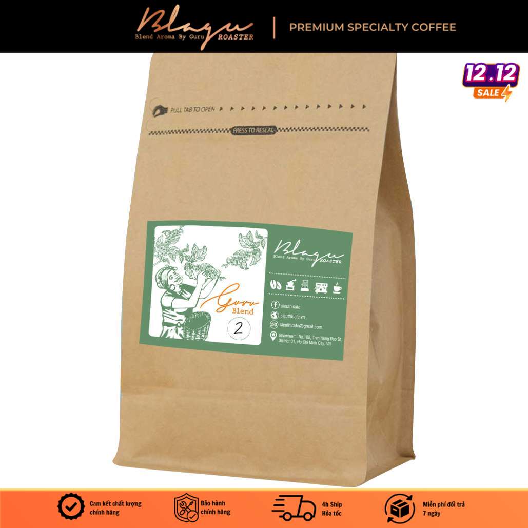 Cà phê blagu hạt đã rang guru blend 2 medium roast 250g