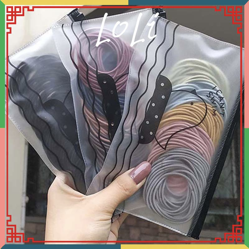 Set 100c chun buộc tóc tặng kèm túi