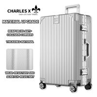 CHARLES X 20/24/26/28-inch trolley suitcase sturdy and durable with aluminum frame swivel wheels large-capacity aircraft luggage