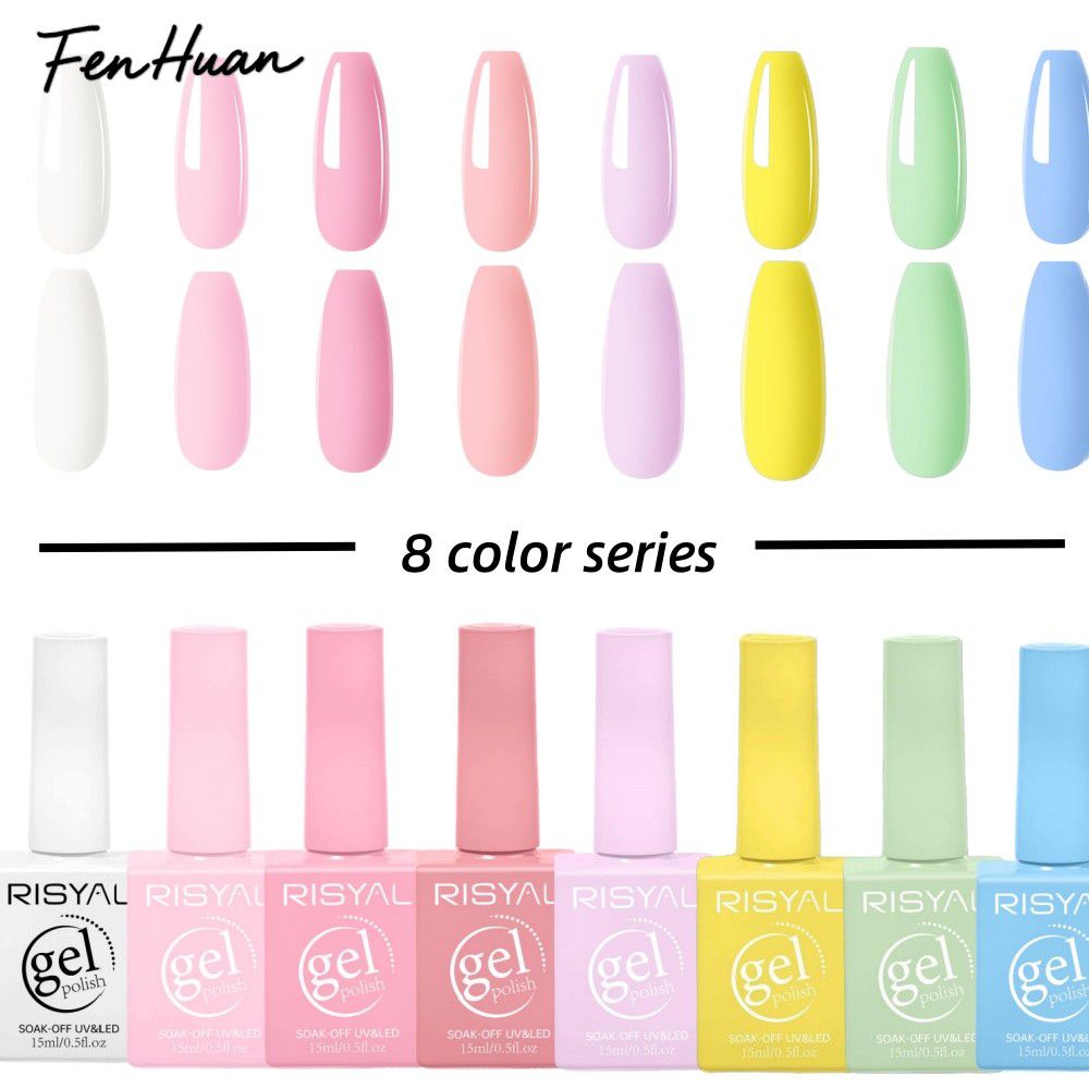 FenHuan RISYAL เจลทาเล็บสี ปาดเดียวก็ติด สีเปลือย (nude) สียอดนิยม ช่วยให้ดูขาว เจลทำเล็บระบบ UV/LED ราคา 20 บาท*ส่งฟรี