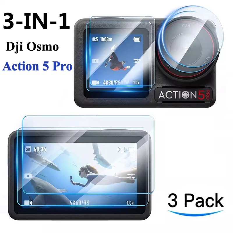 Kính cường lực 3 trong 1 cho DJI OSMO Action 5 phụ kiện chuyên nghiệp chống phim chống xước cho Osmo action5 PRO bảo hiểm đầy đủ màng bảo vệ