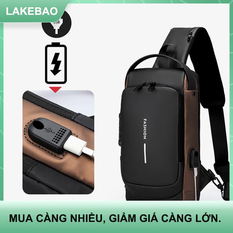 【LAKEBAO】 Người Đàn Ông Thời Trang Du Lịch Thể Thao Sling Túi Nam Đa Chức Năng Chống Trộm USB Sạc Mật Khẩu Khóa Cho Cưỡi Xe Máy Ngực Gói