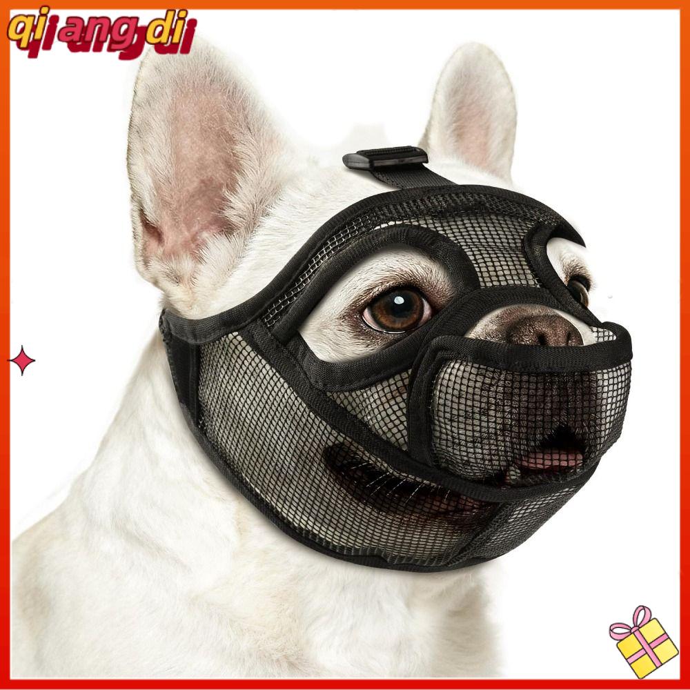 QIANGDI Có thể điều chỉnh  nạ cho chó cưng Thoáng khí Lưới mềm Mõm chó Bulldog Pháp Phổ quát Chống ăn  nạ Bulldog Đồ dùng cho thú cưng