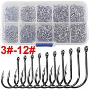 100PCS High Carbon Steel Fishing Hook Set - Barbed