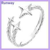 RunwayRendezvous Adjustable Star-Shaped Silver Ring for All