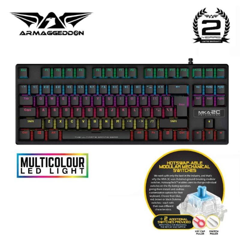 Armaggedddon MKA-2C Psychraven Blue Switch Mechanical Gaming Keyboard Singapore